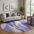 8' Purple Ivory And Gray Abstract Washable Round Rug With UV Protection