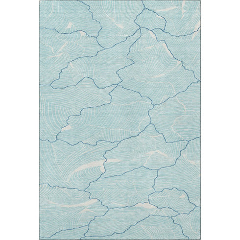 8' X 10' Aqua Teal And Ivory Abstract Washable Area Rug With UV Protection