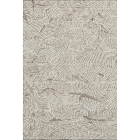5' X 8' Beige Taupe And Ivory Abstract Washable Area Rug With UV Protection