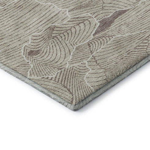 5' X 8' Beige Taupe And Ivory Abstract Washable Area Rug With UV Protection