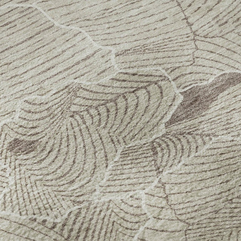 5' X 8' Beige Taupe And Ivory Abstract Washable Area Rug With UV Protection