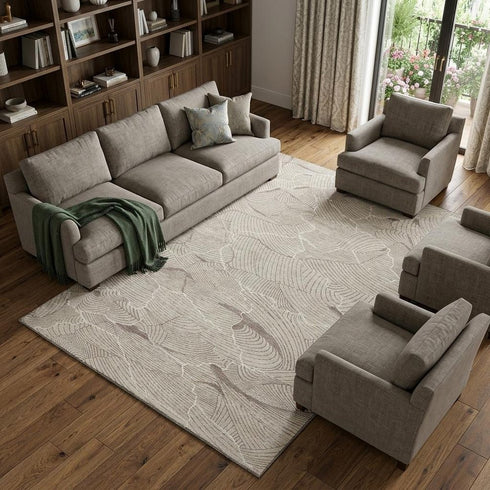 8' X 10' Beige Taupe And Ivory Abstract Washable Area Rug With UV Protection