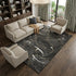 8' X 10' Black Ivory And Gold Abstract Washable Area Rug With UV Protection
