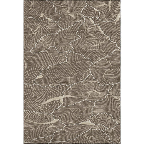 8' X 10' Brown Beige And Ivory Abstract Washable Area Rug With UV Protection