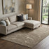 9' X 12' Brown Beige And Ivory Abstract Washable Area Rug With UV Protection