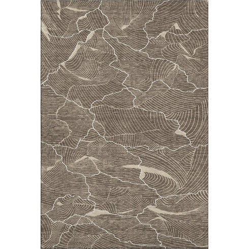 9' X 12' Brown Beige And Ivory Abstract Washable Area Rug With UV Protection