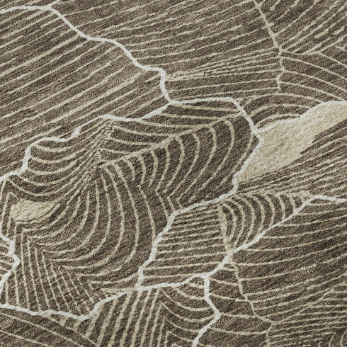 9' X 12' Brown Beige And Ivory Abstract Washable Area Rug With UV Protection