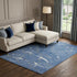 8' X 10' Blue Ivory And Gold Abstract Washable Area Rug With UV Protection