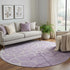 8' Lavender And Ivory Abstract Geometric Washable Round Rug With UV Protection