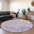 8' Lavender And Ivory Abstract Geometric Washable Round Rug With UV Protection