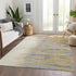 9' X 12' Gold Ivory And Gray Abstract Washable Area Rug With UV Protection