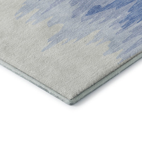 9' X 12' Navy Blue And Ivory Abstract Washable Area Rug With UV Protection