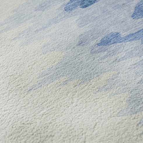 9' X 12' Navy Blue And Ivory Abstract Washable Area Rug With UV Protection