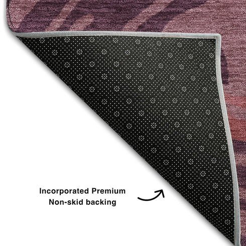 5' X 8' Burgundy Ivory And Blush Abstract Washable Area Rug With UV Protection