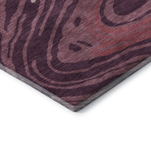 5' X 8' Burgundy Ivory And Blush Abstract Washable Area Rug With UV Protection