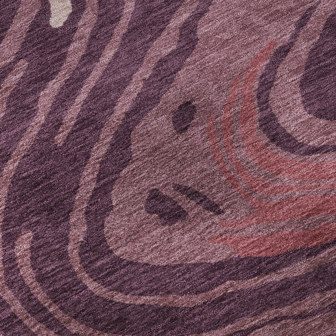 5' X 8' Burgundy Ivory And Blush Abstract Washable Area Rug With UV Protection