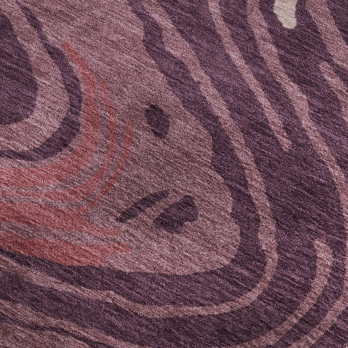 5' X 8' Burgundy Ivory And Blush Abstract Washable Area Rug With UV Protection