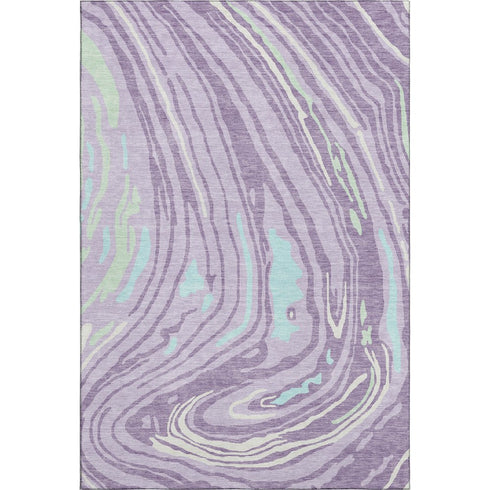 5' X 8' Lavender Mint Green And Sky Blue Abstract Washable Area Rug With UV Protection