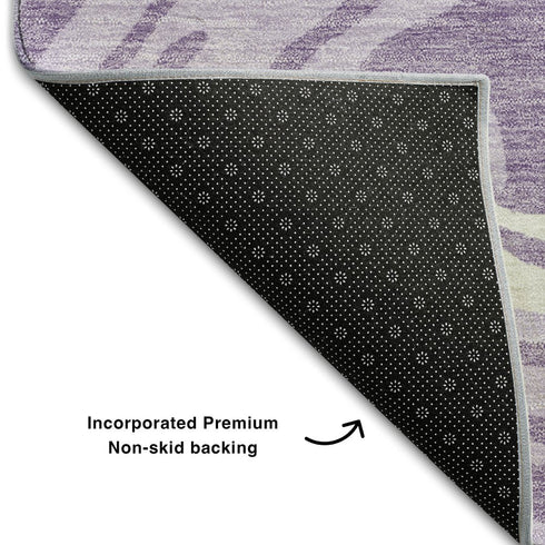 5' X 8' Lavender Mint Green And Sky Blue Abstract Washable Area Rug With UV Protection