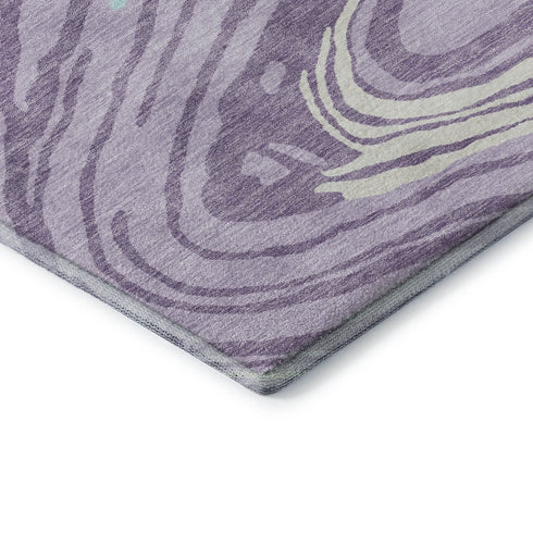 5' X 8' Lavender Mint Green And Sky Blue Abstract Washable Area Rug With UV Protection