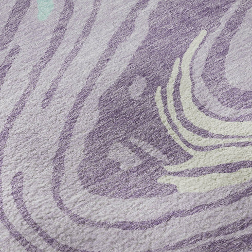 5' X 8' Lavender Mint Green And Sky Blue Abstract Washable Area Rug With UV Protection