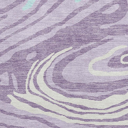 5' X 8' Lavender Mint Green And Sky Blue Abstract Washable Area Rug With UV Protection
