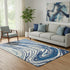 5' X 8' Navy Blue Ivory And Beige Abstract Washable Area Rug With UV Protection