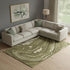 9' X 12' Olive Green Wheat And Ivory Abstract Washable Area Rug With UV Protection