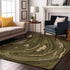 9' X 12' Olive Green Wheat And Ivory Abstract Washable Area Rug With UV Protection