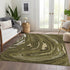 9' X 12' Olive Green Wheat And Ivory Abstract Washable Area Rug With UV Protection