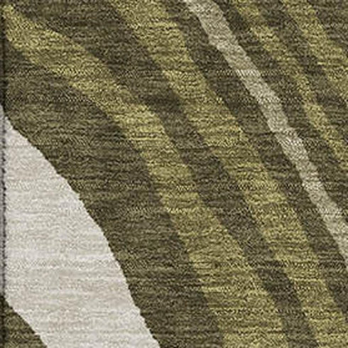 9' X 12' Olive Green Wheat And Ivory Abstract Washable Area Rug With UV Protection