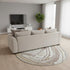 8' Taupe Ivory And Gold Abstract Washable Round Rug With UV Protection