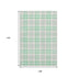 9' X 12' Aqua Ivory And Green Plaid Washable Area Rug With UV Protection