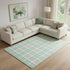 9' X 12' Aqua Ivory And Green Plaid Washable Area Rug With UV Protection