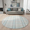 8' Sky Blue Ivory And Gray Plaid Washable Round Rug With UV Protection