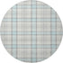 8' Sky Blue Ivory And Gray Plaid Washable Round Rug With UV Protection