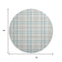 8' Sky Blue Ivory And Gray Plaid Washable Round Rug With UV Protection