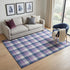 5' X 8' Navy Blue Ivory And Purple Plaid Washable Area Rug With UV Protection