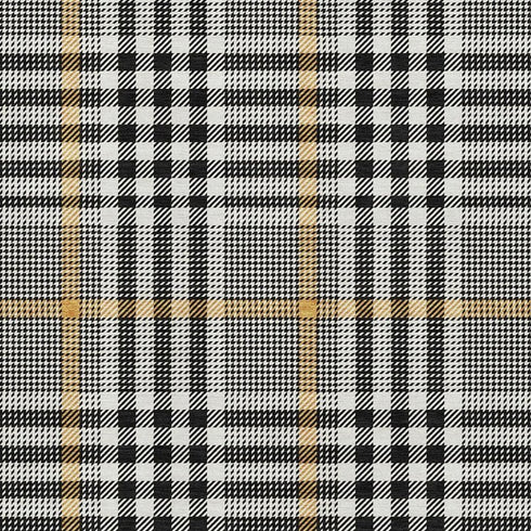 8' X 10' Black Ivory And Gold Plaid Washable Area Rug With UV Protection