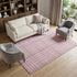 8' X 10' Blush Ivory And Gray Plaid Washable Area Rug With UV Protection