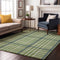 8' X 10' Green Ivory And Blue Plaid Washable Area Rug With UV Protection
