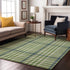8' X 10' Green Ivory And Blue Plaid Washable Area Rug With UV Protection