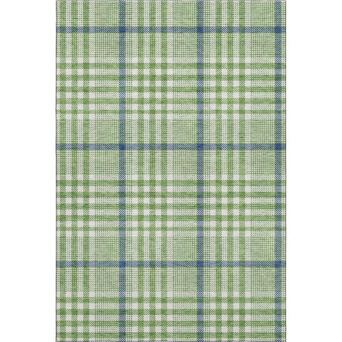8' X 10' Green Ivory And Blue Plaid Washable Area Rug With UV Protection