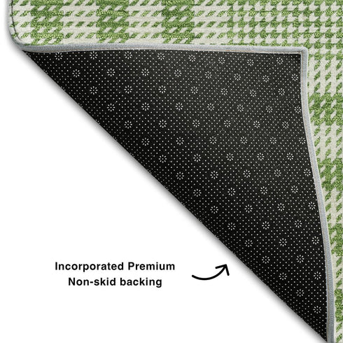 8' X 10' Green Ivory And Blue Plaid Washable Area Rug With UV Protection