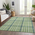 8' X 10' Green Ivory And Blue Plaid Washable Area Rug With UV Protection