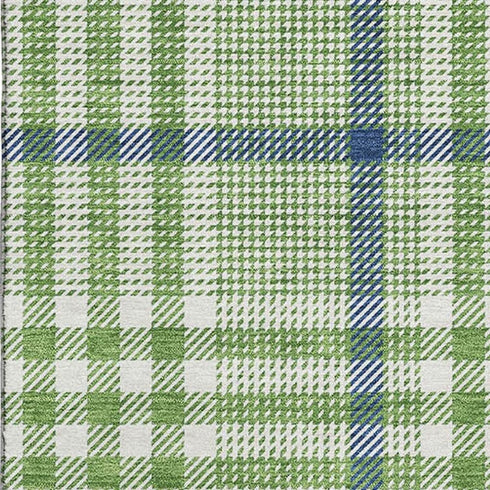 8' X 10' Green Ivory And Blue Plaid Washable Area Rug With UV Protection