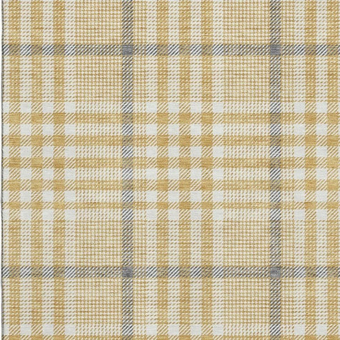 5' X 8' Gold Ivory And Gray Plaid Washable Area Rug With UV Protection