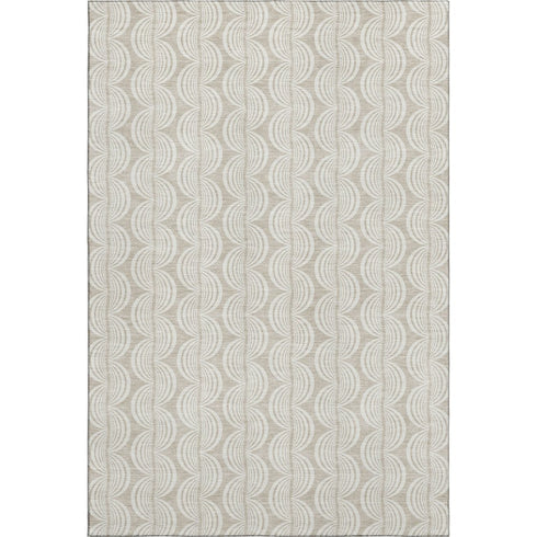 8' X 10' Beige And Ivory Ogee Washable Area Rug With UV Protection