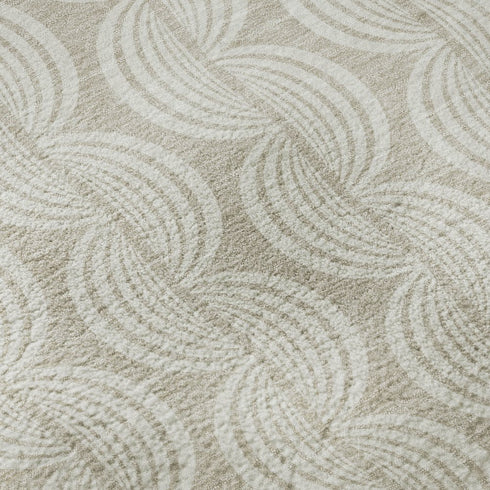 8' X 10' Beige And Ivory Ogee Washable Area Rug With UV Protection