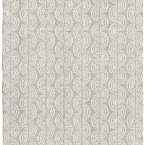 8' X 10' Beige And Ivory Ogee Washable Area Rug With UV Protection